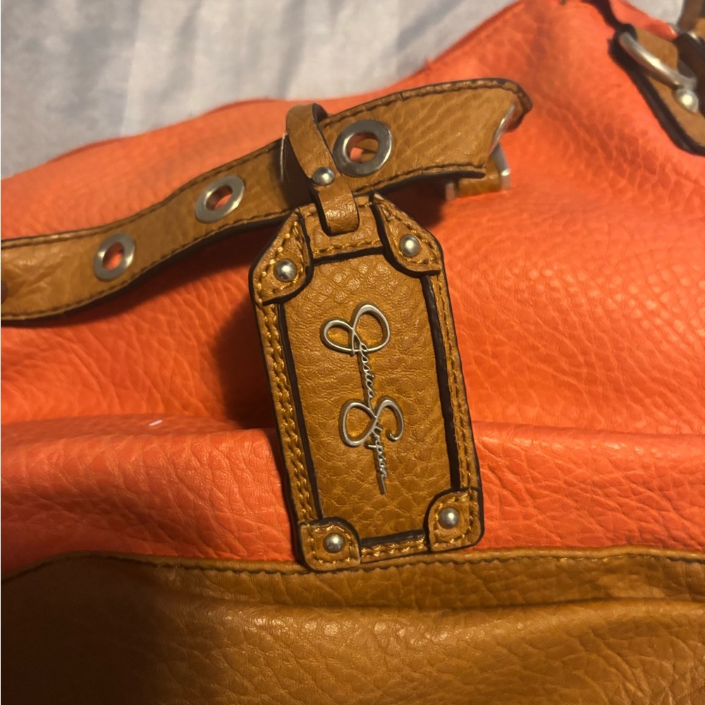 Jessica Simpson Orange and Tan Shoulder Bag